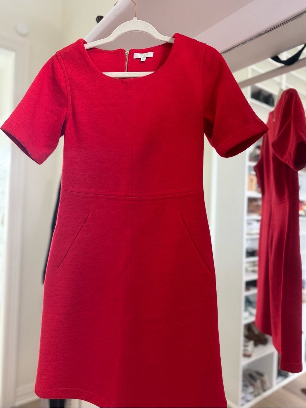 Jade Red Short-Sleeve Mini Dress